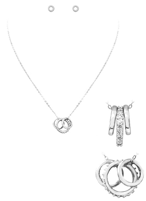 3 Rings Necklace Set