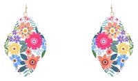 Flower Printed Wood Earrings