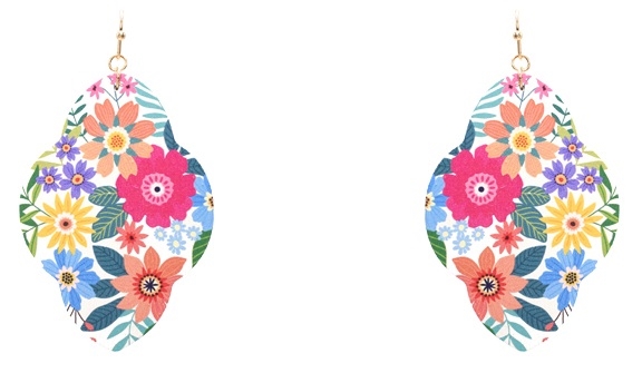 Flower Printed Wood Earrings