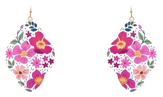 Flower Printed Wood Earrings