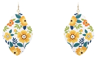 Flower Printed Wood Earrings