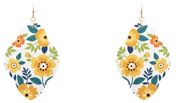 Flower Printed Wood Earrings