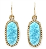 Simulated Druzy Dangle Earrings-Aqua