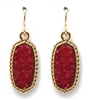 Simulated Druzy Dangle Earrings-Red