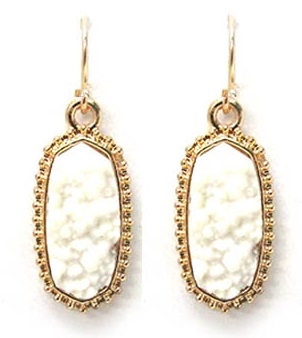 Simulated Druzy Dangle Earrings-White