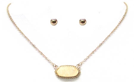 Druzy Style Choker Necklace-Ivory