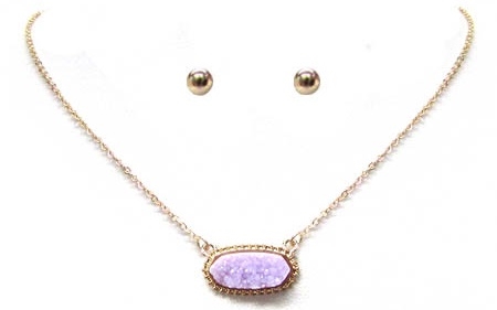 Druzy Style Choker Necklace-Lavender