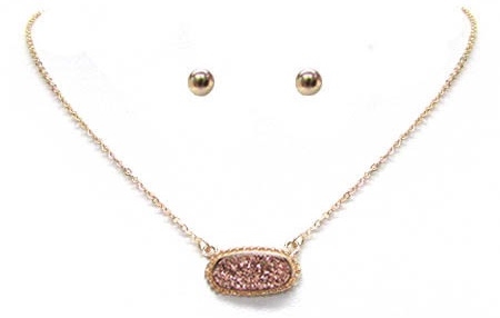 Druzy Style Choker Necklace-Rose Gold