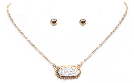 Druzy Style Choker Necklace-Silver