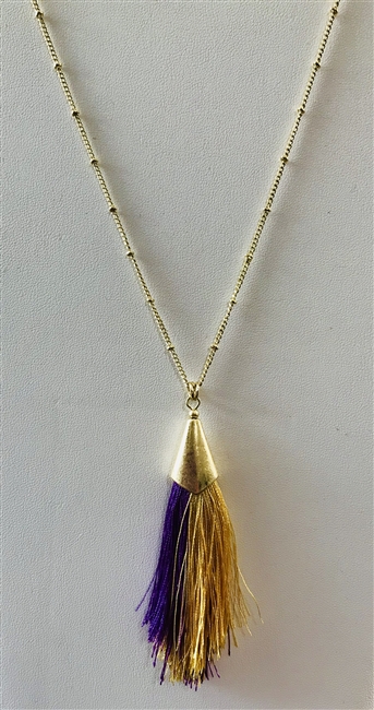 Thin Tassel Purple & Gold Necklace