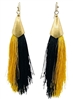 Thin Tassel Black & Gold Earrings