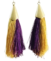 Thin Tassel Purple & Gold Earrings
