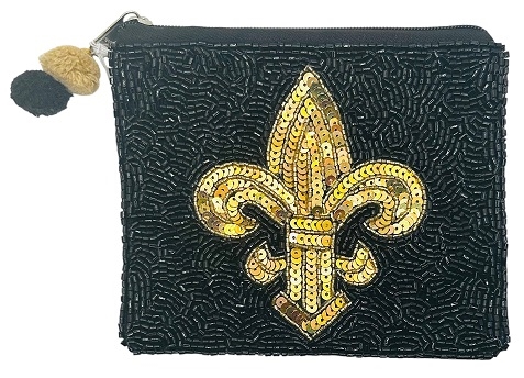 Black & Gold Seed Bead Coin Purse