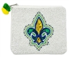 Fleur de Lis Seed Bead Coin Purse