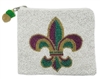 Purple Green & Gold Seed Bead Coin Purse