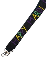 Happy Mardi Gras Seed Bead Purse Strap