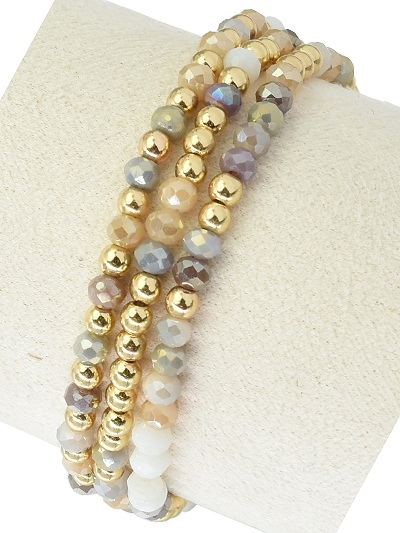 3 Pc Glass Bead Bracelet