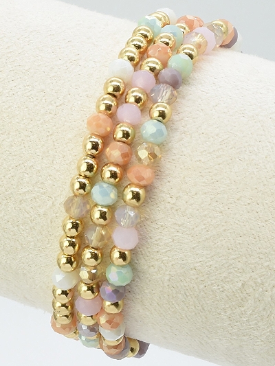3 Pc Glass Bead Bracelet
