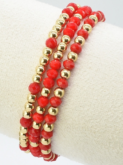 3 Pc Glass Bead Bracelet