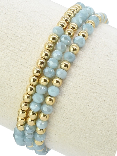 3 Pc Glass Bead Bracelet