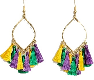 Marquis Shape Mardi Gras Tassel Earring