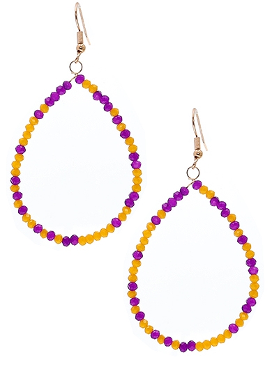 LSU Beaded Teardrop Earrings