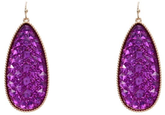 Purple Teardrop Crystal Earrings