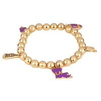 Purple & Gold Stretch Charm Bracelet