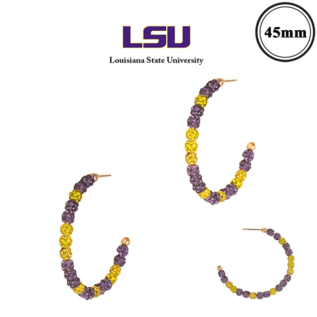 Pave Ball Gameday C Hoop Earrings