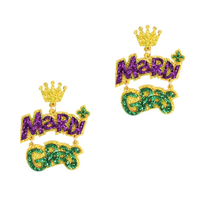 Mardi Gras Glitter Post Earrings