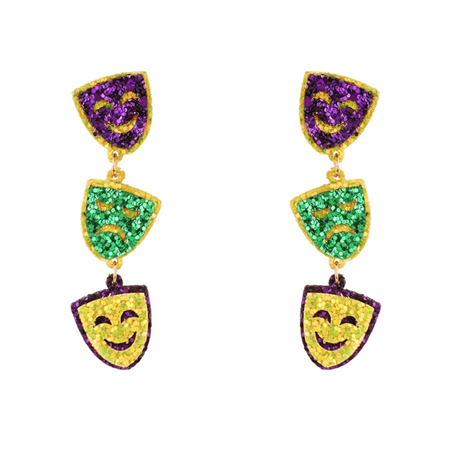 Mardi Gras Glitter Post Earrings