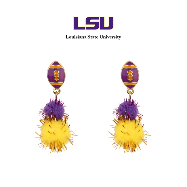 Pom Pom Football Earrings