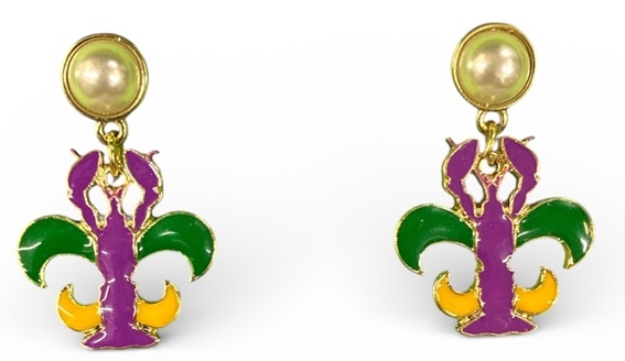 Mardi Gras Crawfish Earrings
