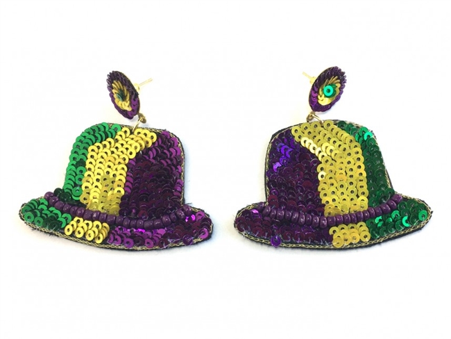 Mardi Gras Seed Bead Earrings