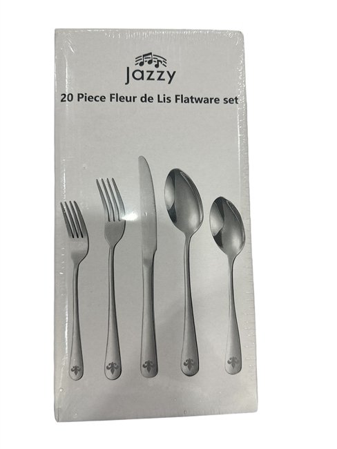 20 Pc Fleur de Lis Flatware Set