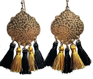 Hammered Black & Gold Earring