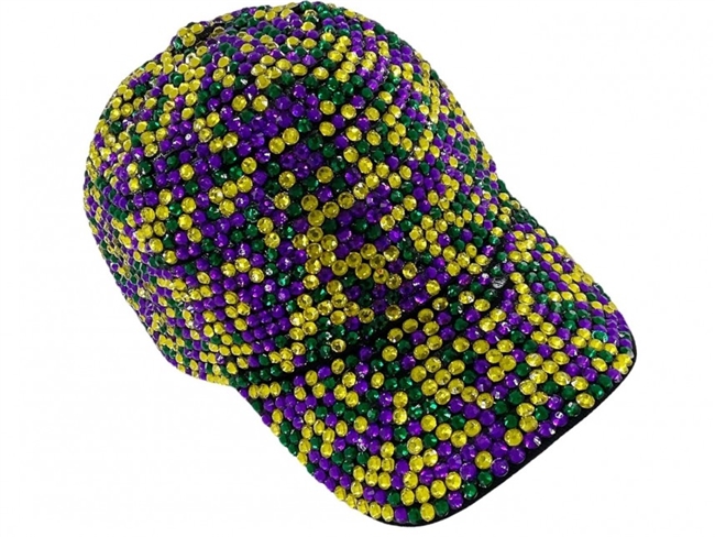 Mardi Gras Full Crystal Baseball Cap