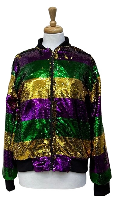 Mardi Gras Zipper Sequin Jacket