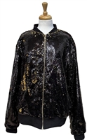 Black & Gold Zipper Sequin Jacket
