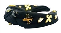 Black & Gold Fleur de Lis Headband
