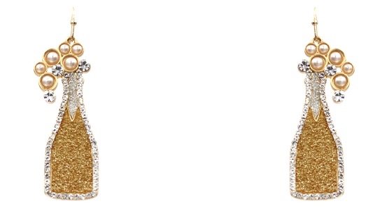 Glitter Champagne Bottle Earrings