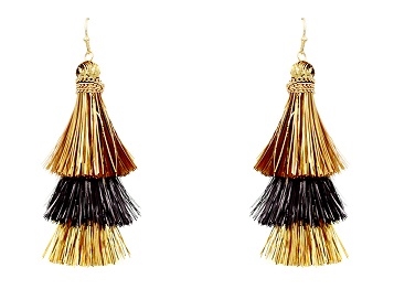 Black & Gold Glitter Duster Earrings