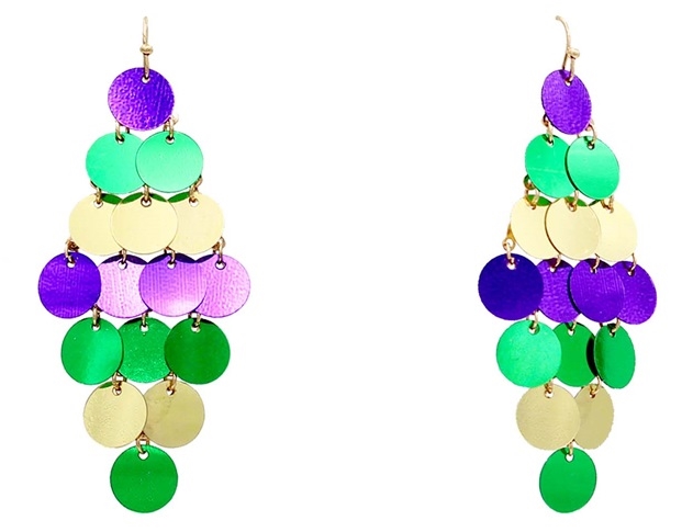 Chandelier Mardi Gras Disc Earrings