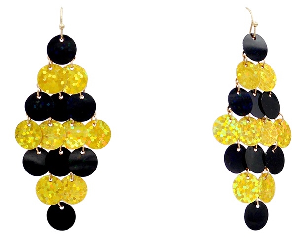 Chandelier Black & Gold Disc Earrings