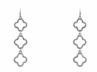 Pave Clover 3 Drop Earrings