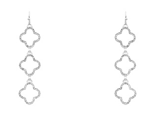 Pave Clover 3 Drop Earrings