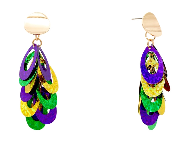Mardi Gras Disc Earrings