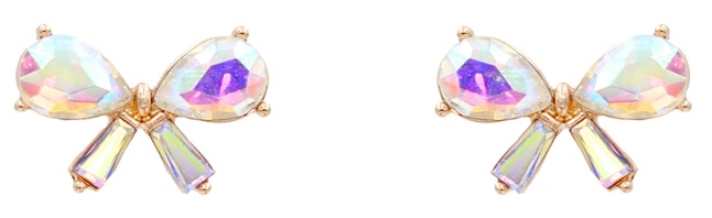 Stone Bow Stud Earrings