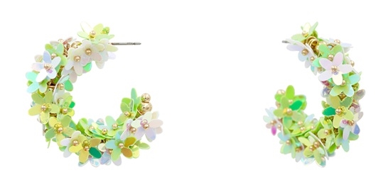 Falling Flowers Sequin Hoop Earrings