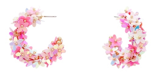 Falling Flowers Sequin Hoop Earrings